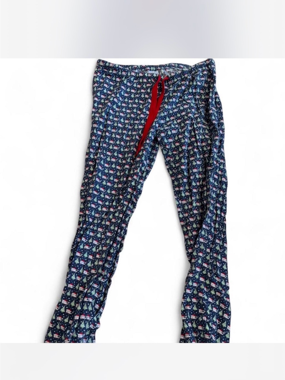 Vineyard Vines Navy Holiday Print Pajama Pants with Red Drawstring